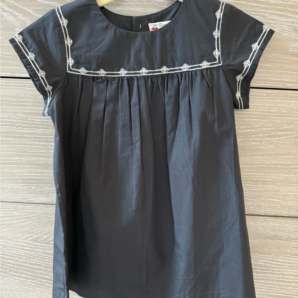 Bonpoint Navy Blue Kids Dress with White Trim